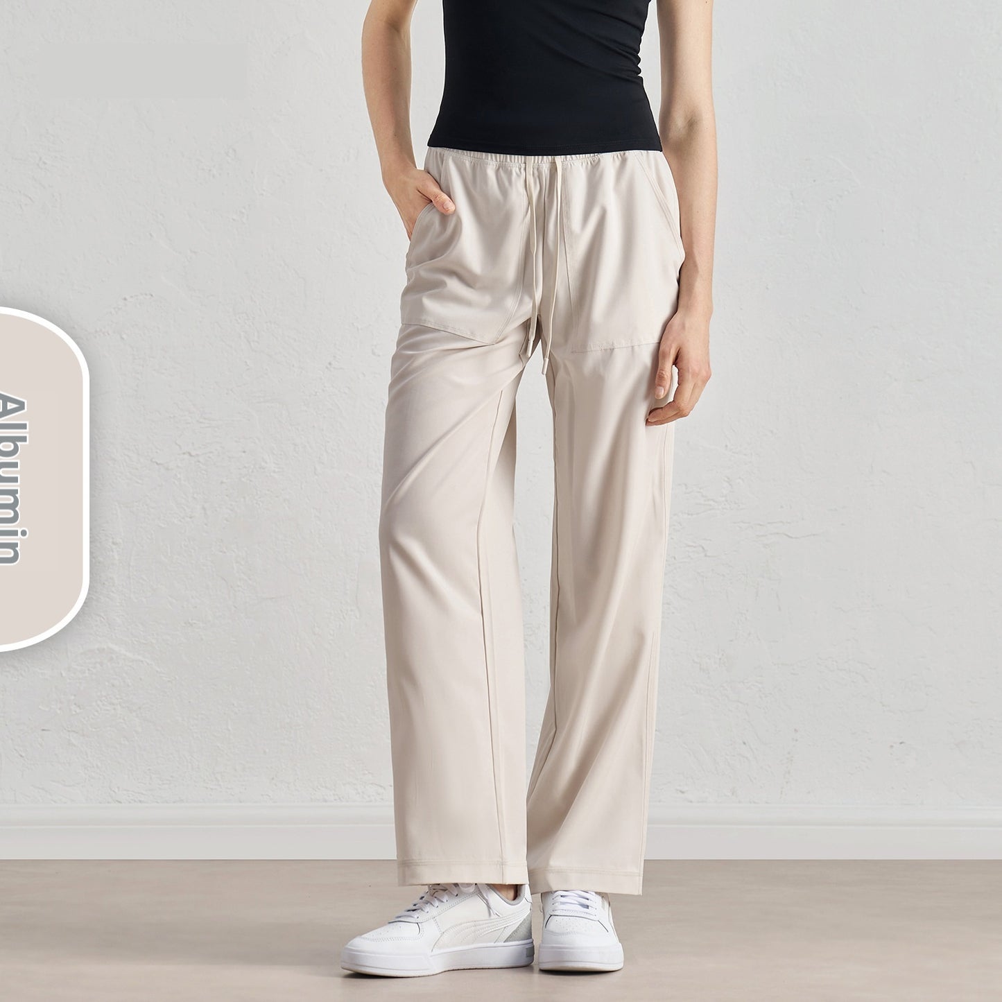 Pleated Baggy Straight Trousers Widened High Waist Wide Leg Drawstring Paratrooper Pants