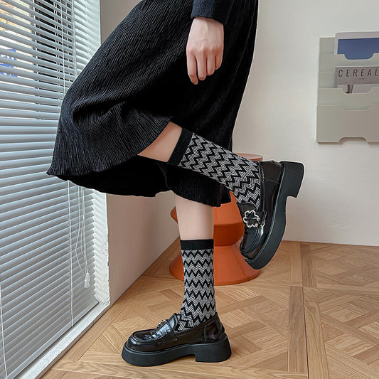 Best-selling Black-and-white Houndstooth Wool Socks