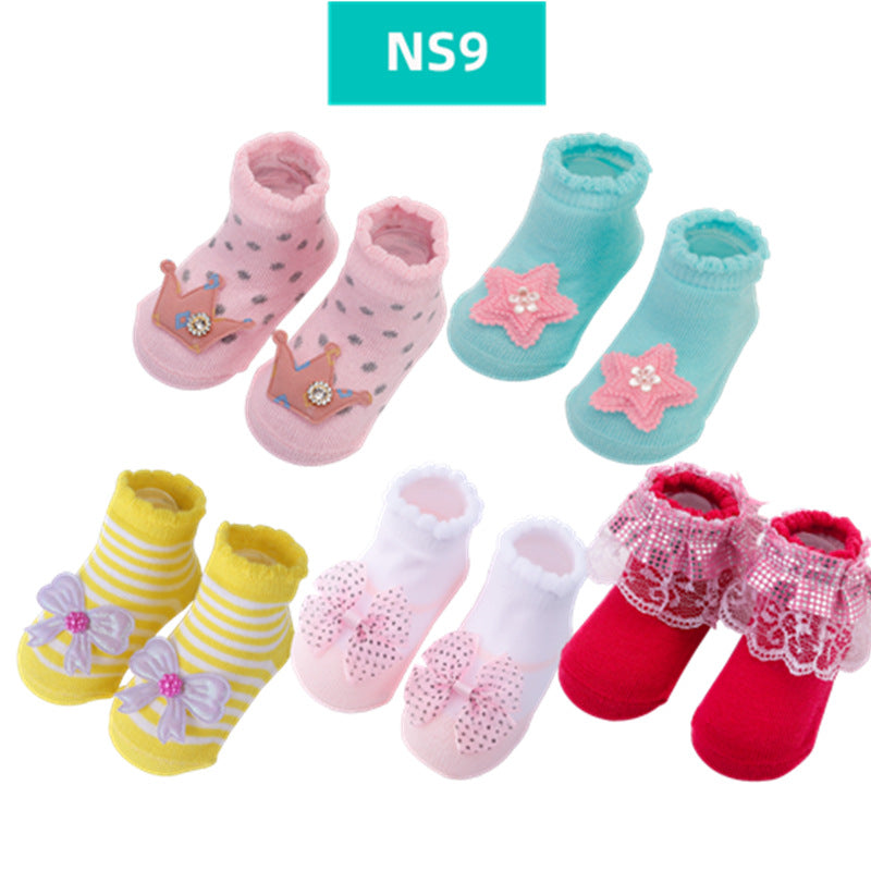 Fashion Striped Lace Flower Bow Socks