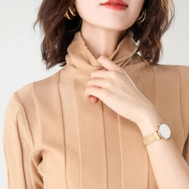 Hollow Pile Neck Turtleneck Loose Sweater
