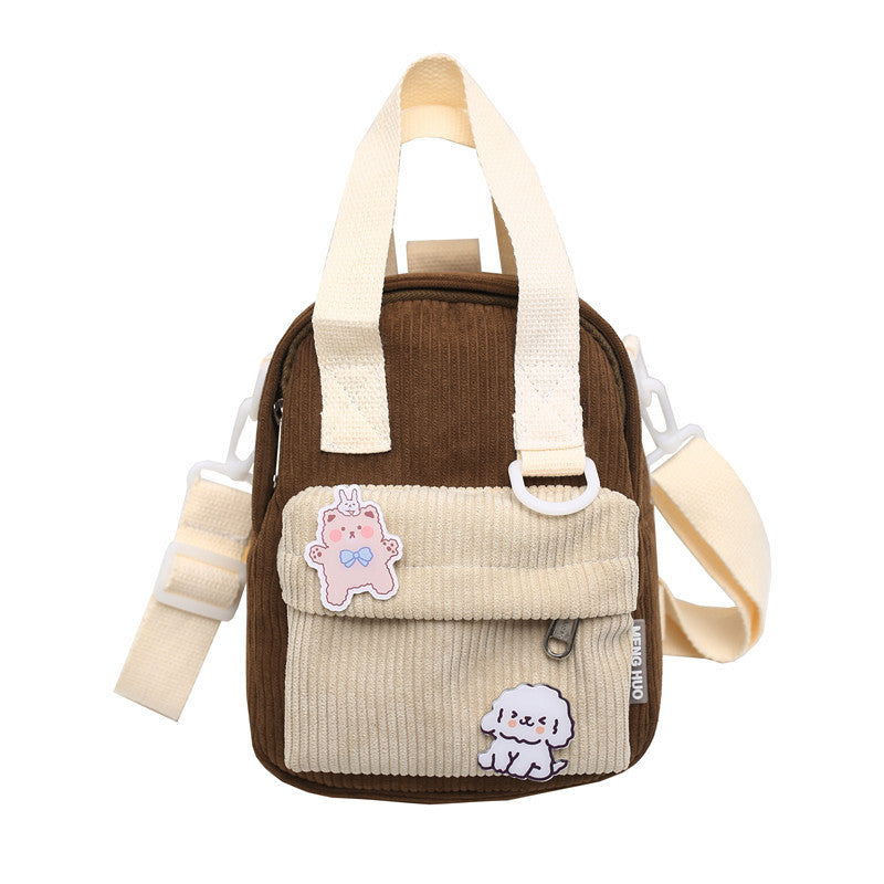 Handheld One Shoulder Korean Style Corduroy Crossbody Bag