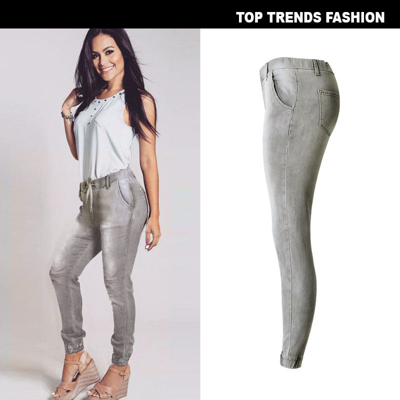 Stretch Jogging Casual Gray Plus Size Women's Pants