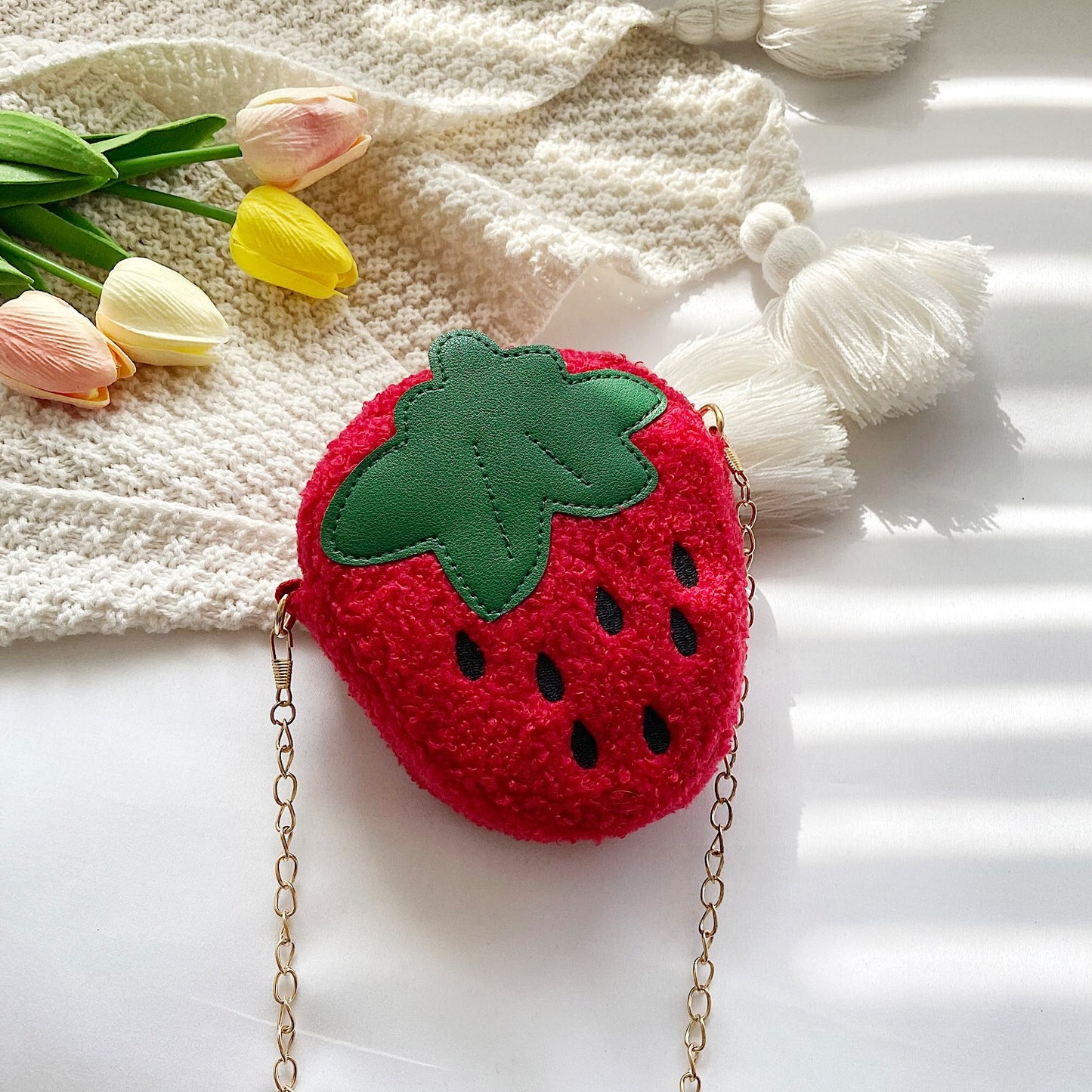 Creative Fruit Children's Crossbody Lamb Wool Strawberry Bag