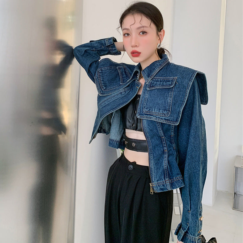Large Pocket Pleated Shawl Jacket