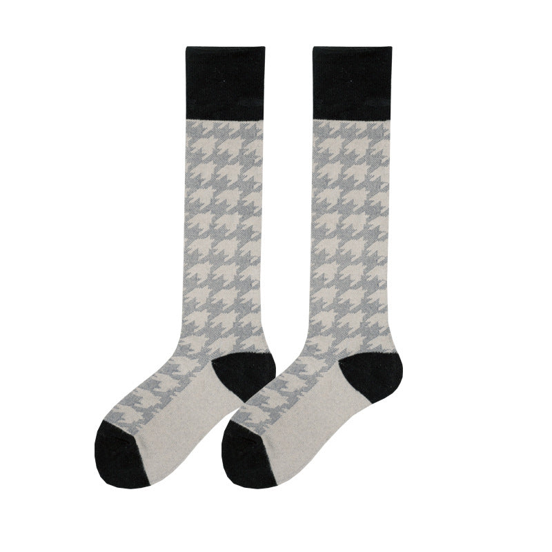 Women's High Tube Calf And Knee Pile Stockings Cotton Socks