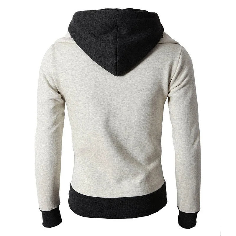 Men'S Zip up Hooded Jacket Fake Two Piece Sports Cardigan Casual Slim Sweatshirt Jacket