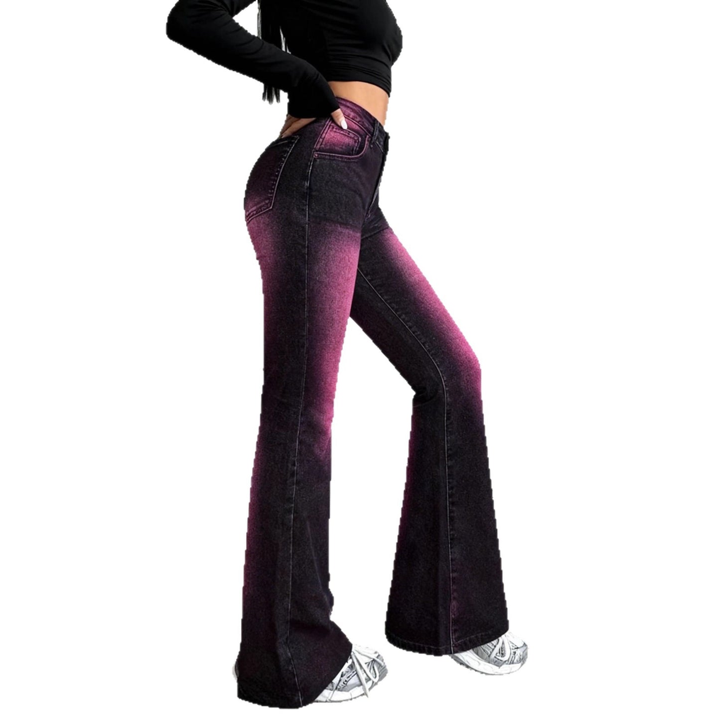 Womens Stretchy Slim-Fit Faux Denim Printed Pants