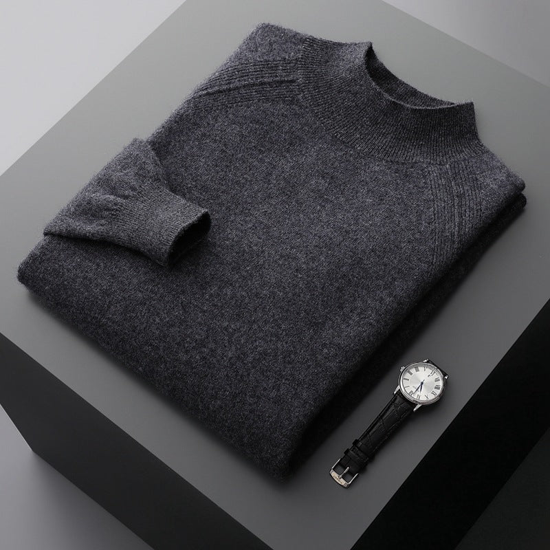 Half Turtleneck Cashmere Knitted Raglan Sleeve Sweater