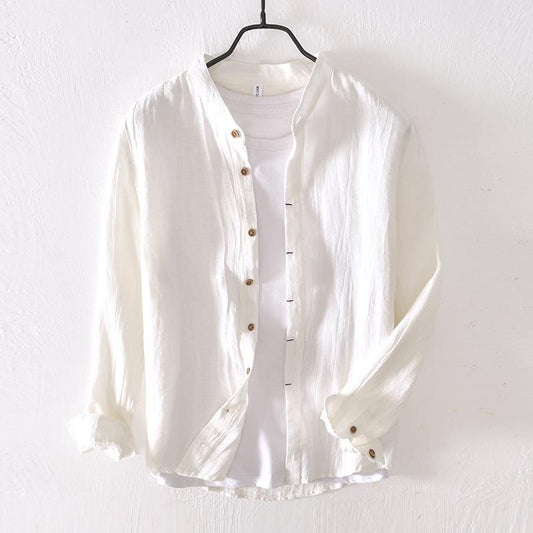 Linen Leisure Long Sleeve Solid Color Shirt