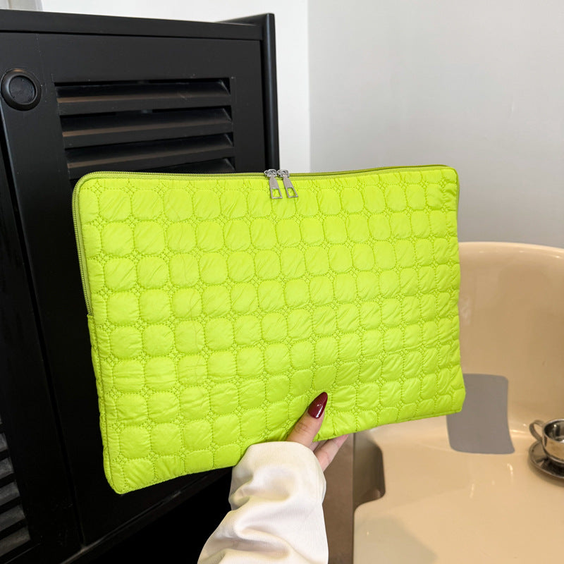 Solid Color Cloud Cotton Pleated Plaid Casual Simple Flat Storage Bag