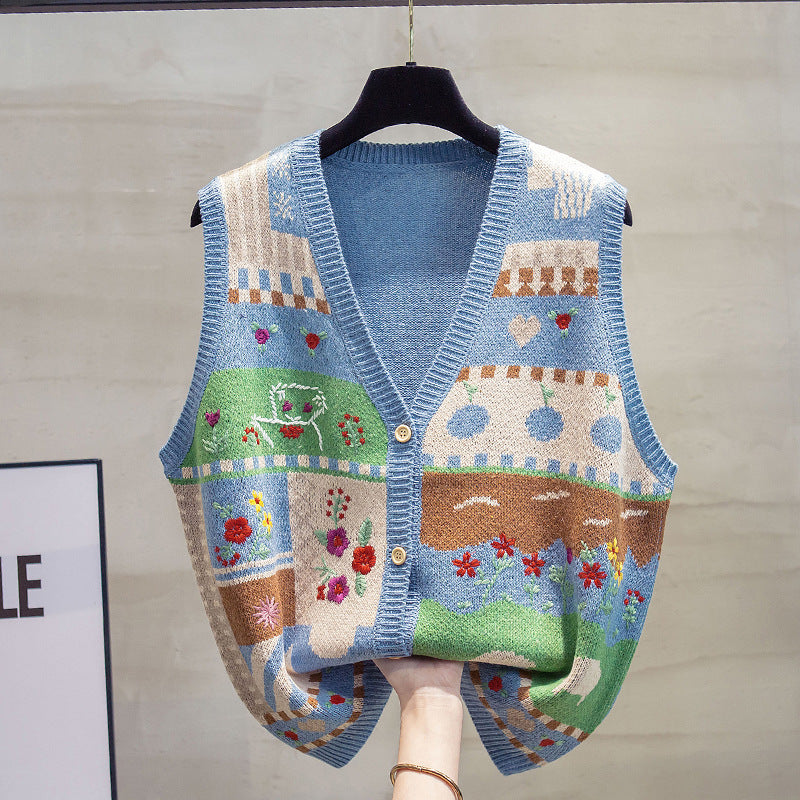 Loose Outer Wear Knitted Vest Women