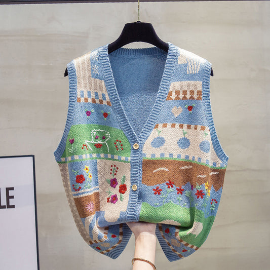 Loose Outer Wear Knitted Vest Women