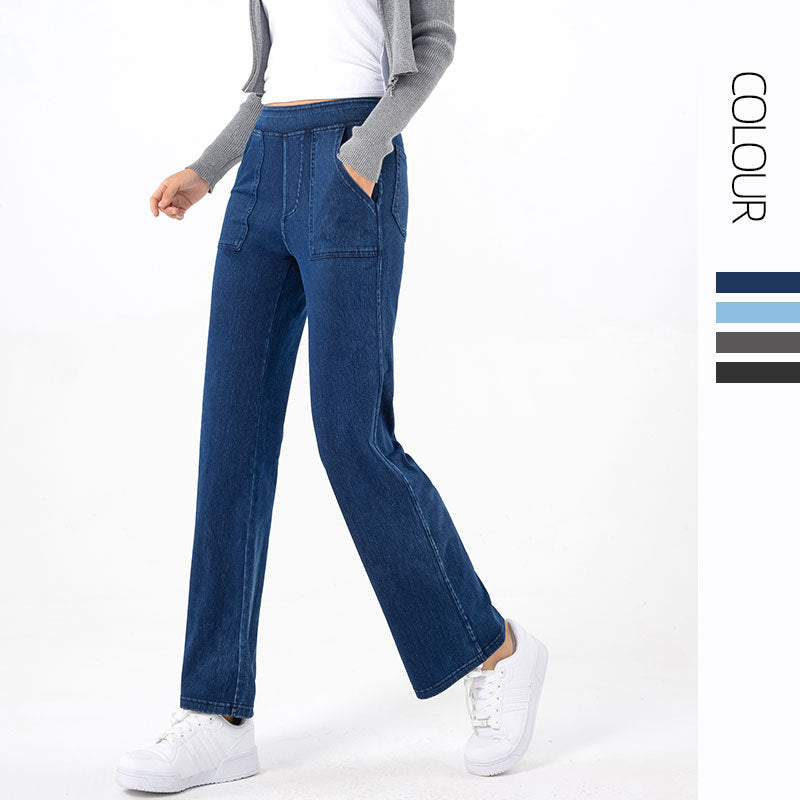 Cargo Jeans til Kvinder Retro Høj Talje Lige Brede Ben