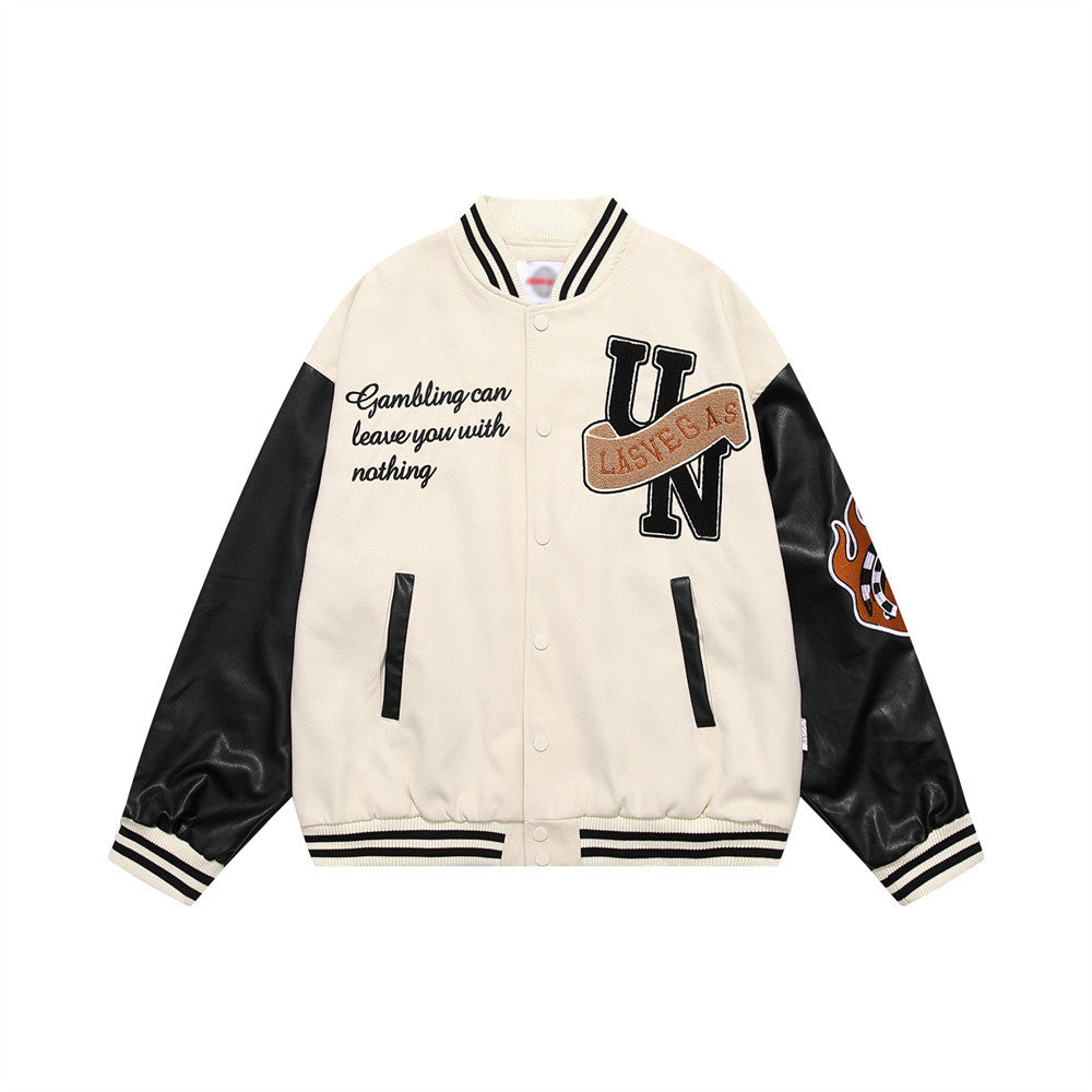 Men's Baseball Jacket Color Blocking Embroidered Coat