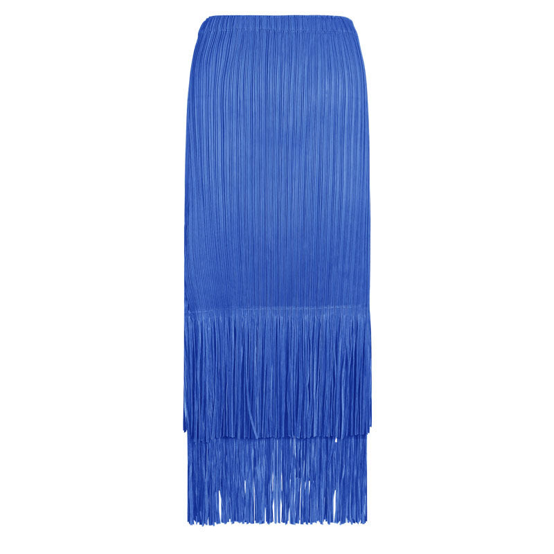 Pleated Tassel A- Line Skirt Mid-length