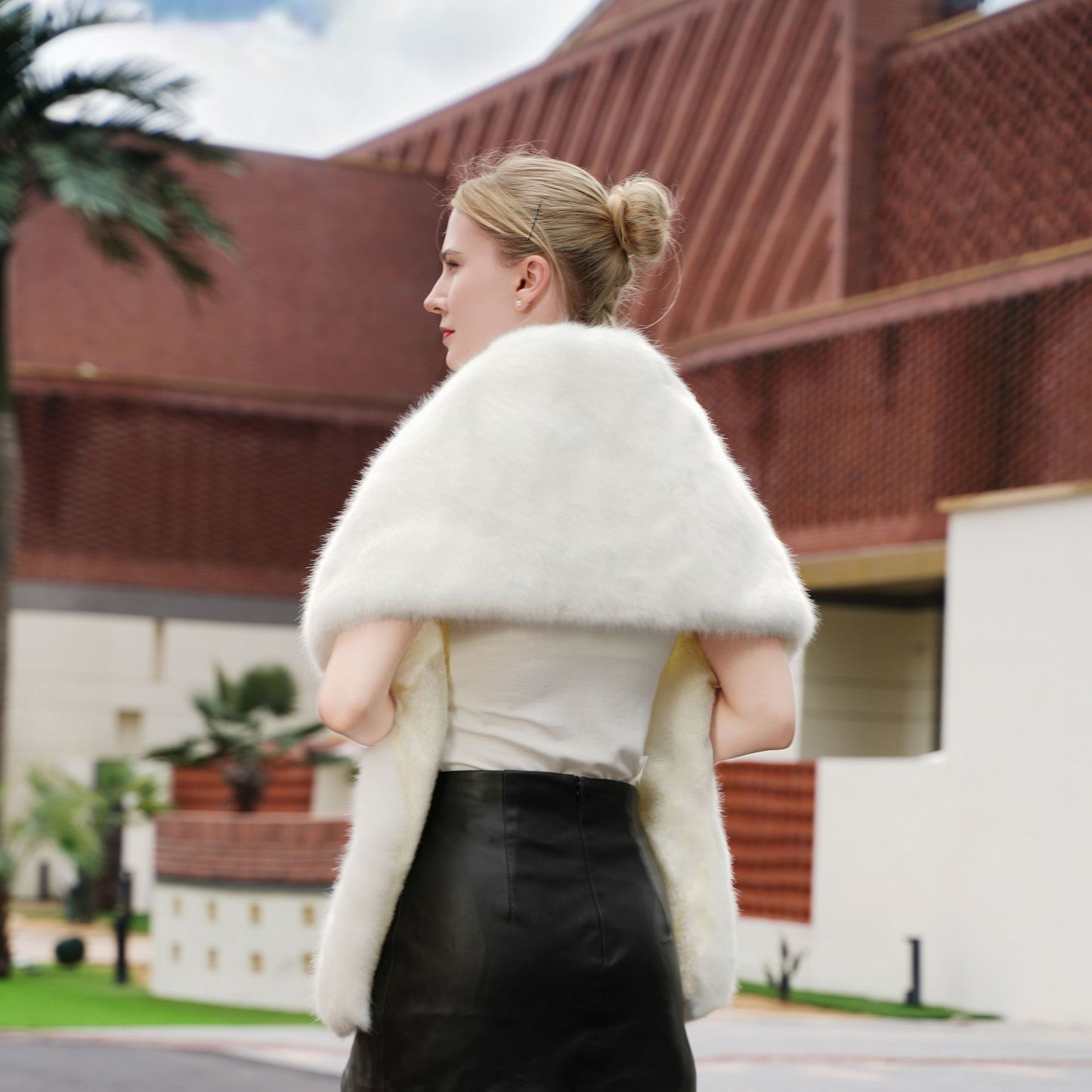 Fur Shawl Dress Warm Faux Fur Coat