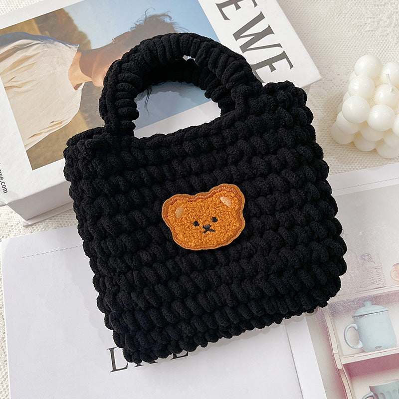 Hand-woven Ice Strip Thread Bear Handbag