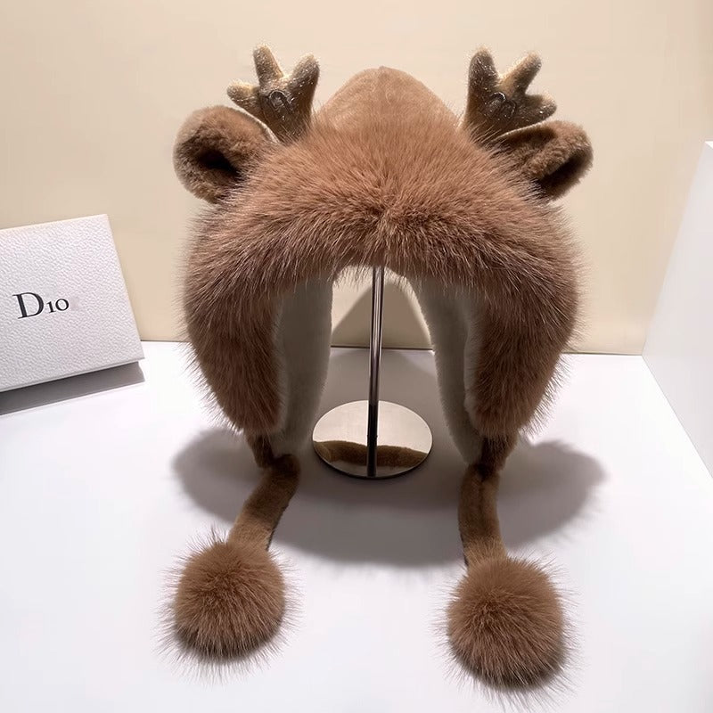 Plush Knitted Hat Women's Winter