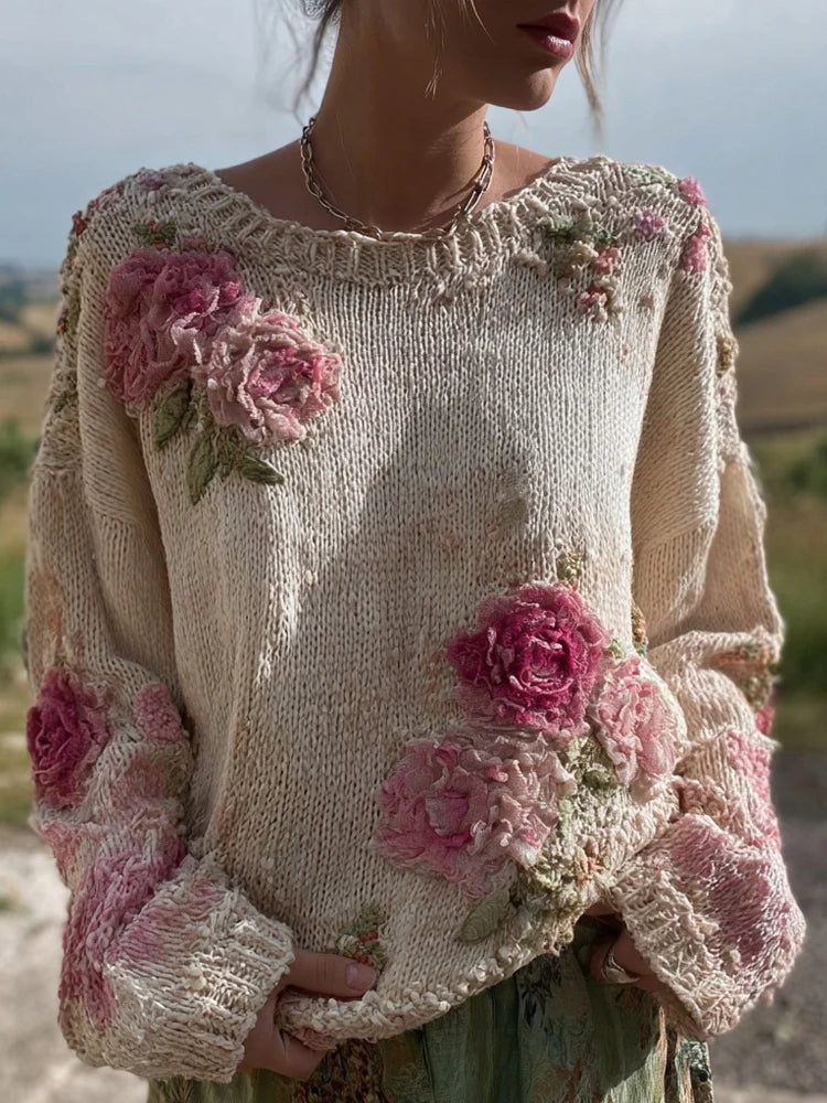 Womens Crew-neck Sweater New Autumnwinter Vintage Style