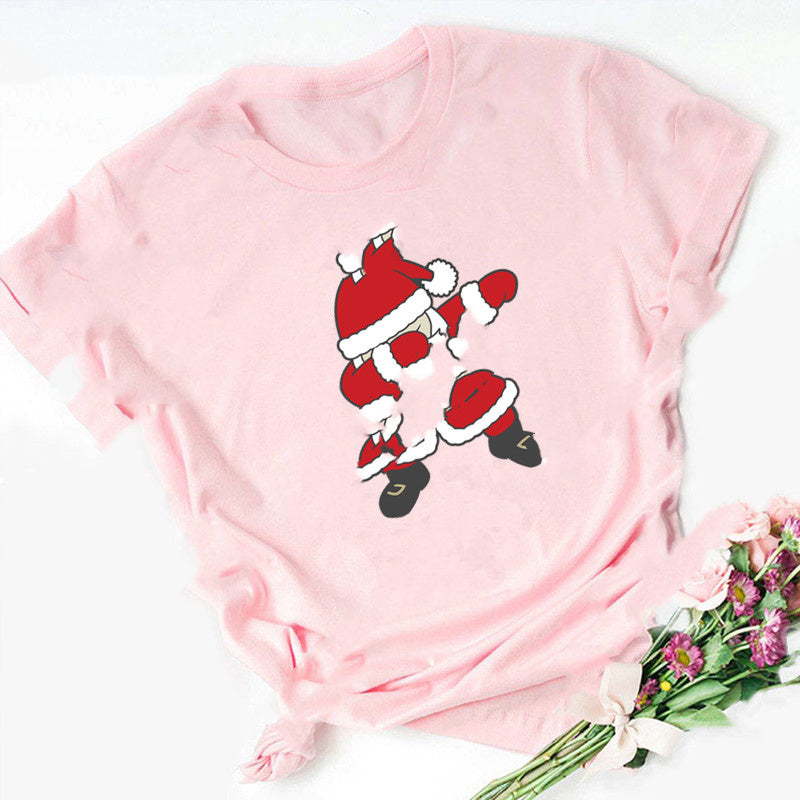 Christmas Santa Elk T-Shirt Couple Short Sleeve