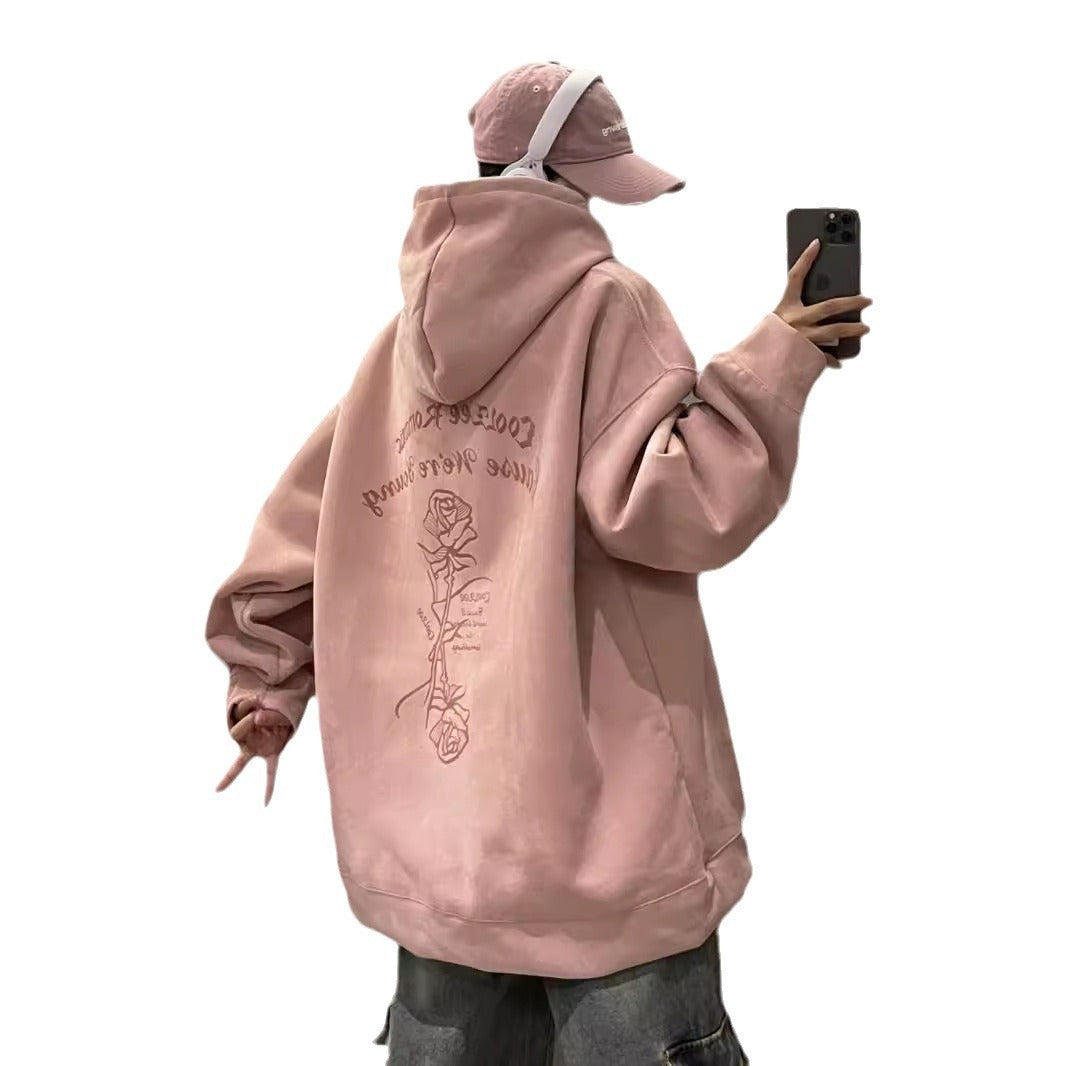 Women's Suede Hooded Sweater