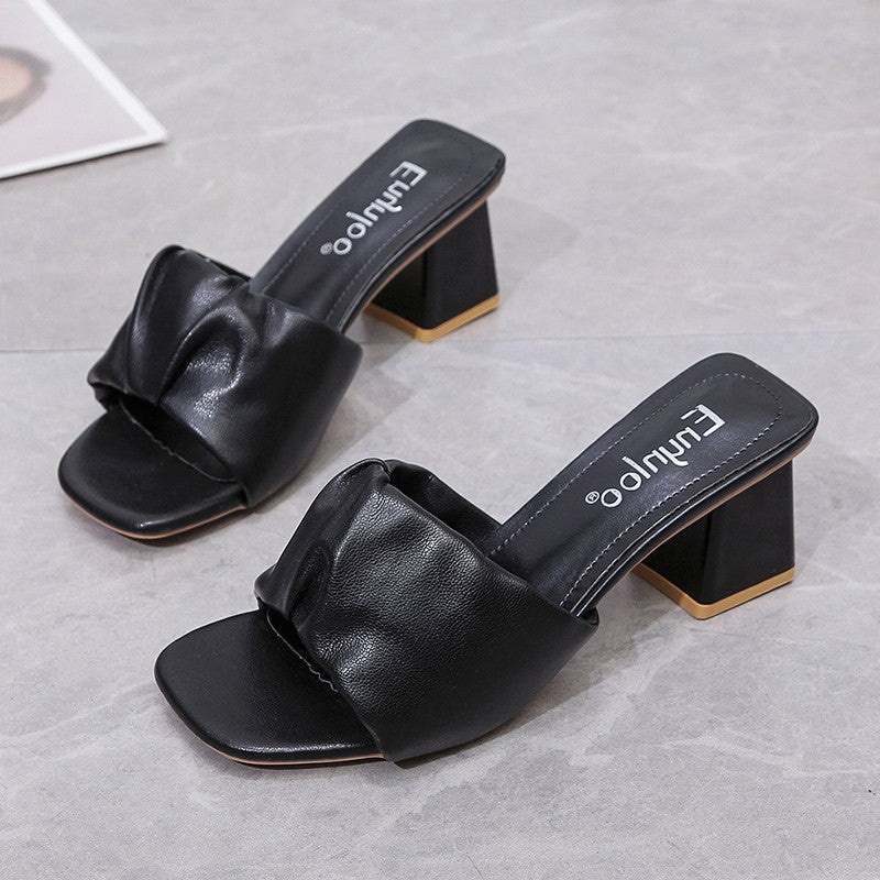 Women's Chunky Heel Square Toe Sandals