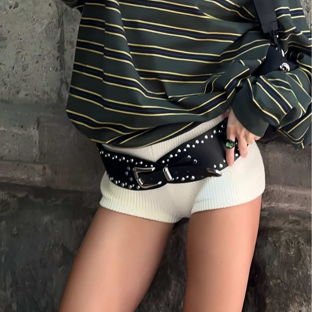 Women's Fashion Rivet Stitching Alloy Belt