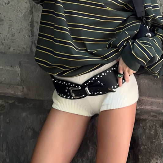 Women's Fashion Rivet Stitching Alloy Belt