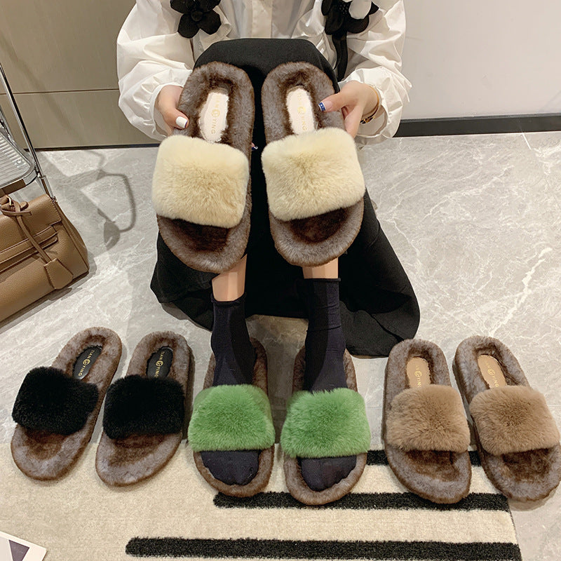 Design Sense Of Niche Flat Versatile Casual Mao Slippers
