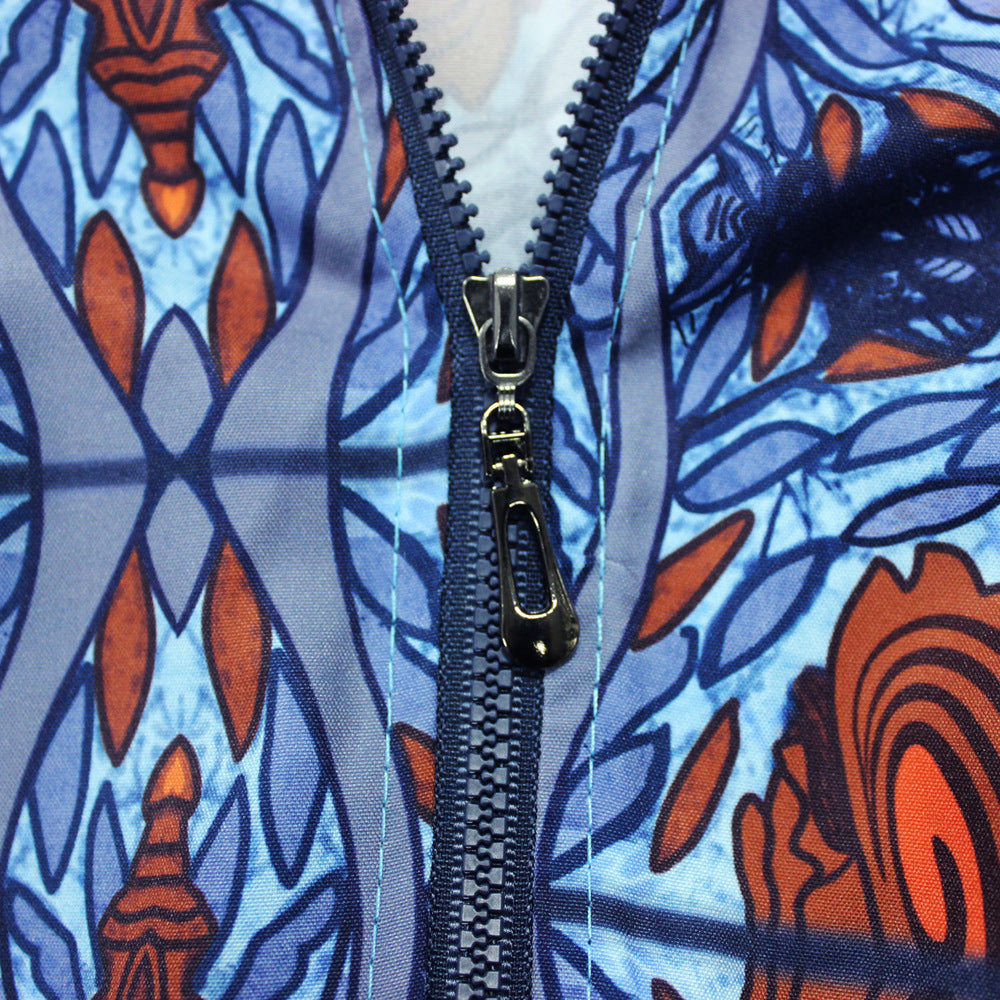 Contrast Print Zip-Up Long Bodysuit