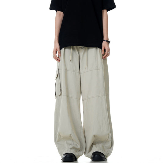 High Street Niche Personality Drawstring High Waist Tooling Pants