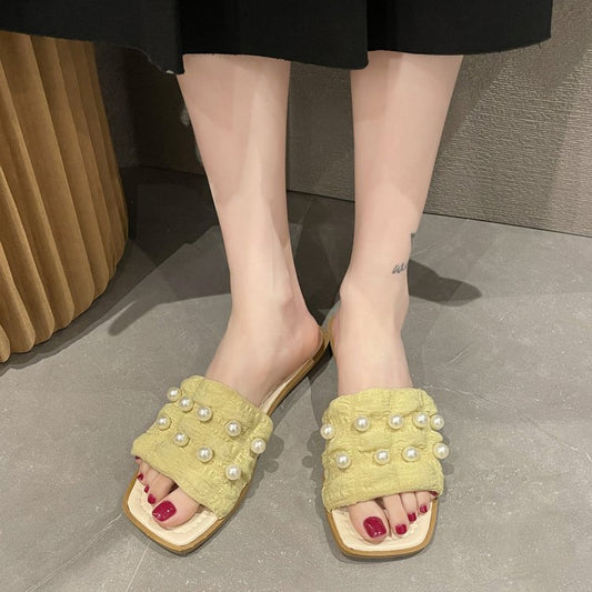 Women's Summer Outer Wear Pearl Beach Slippers