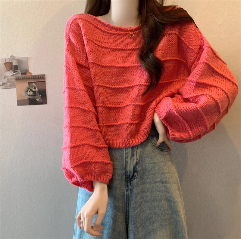 Retro Laid-back Knit Sweater Loose Fit