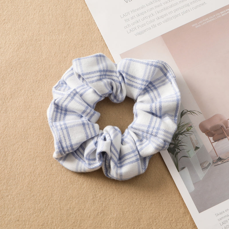 Plaid Print Large Intestine Ring Women's Hair Tie