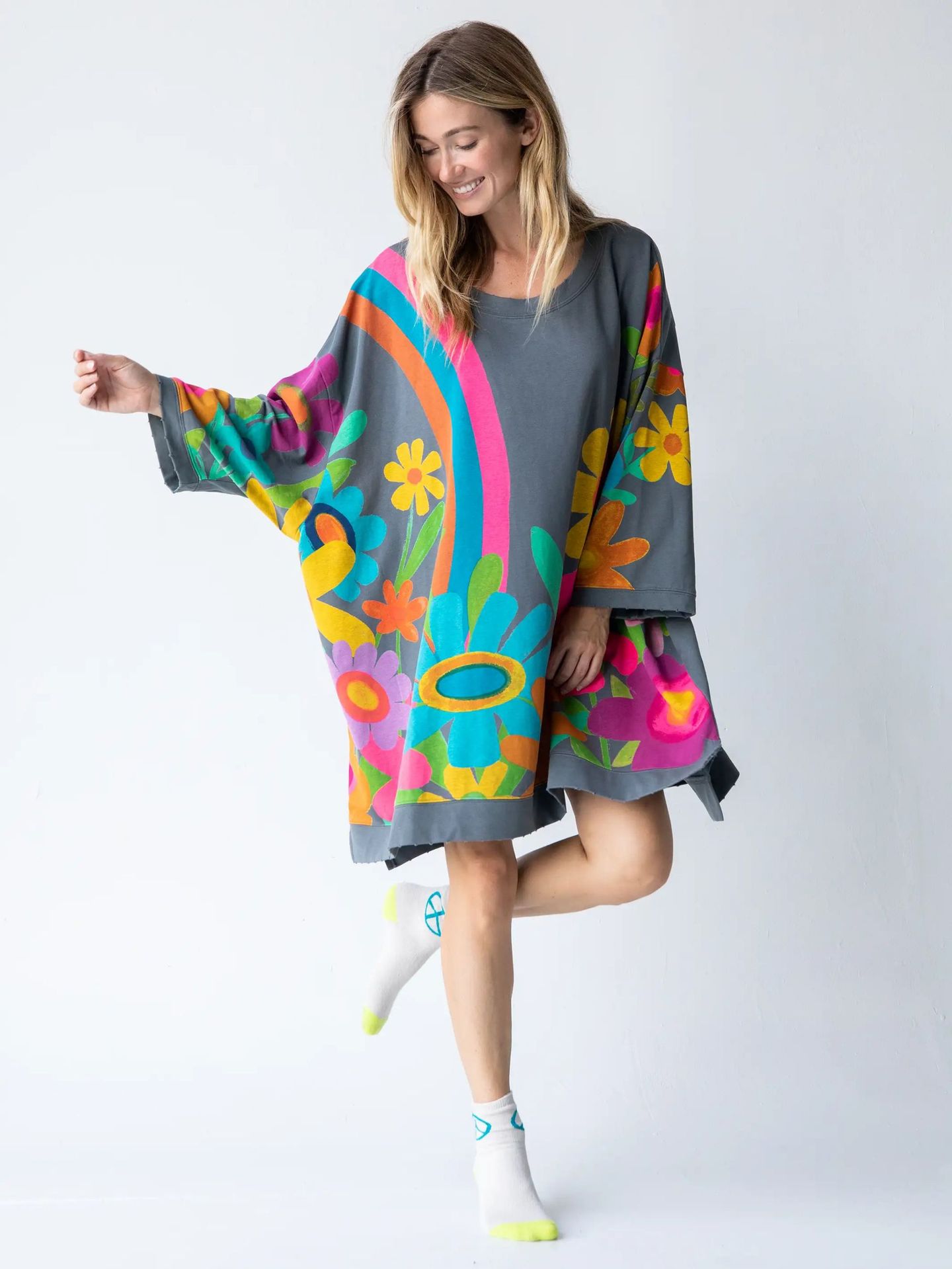 Loose Large Design Printed Crew Neck Sweatshirt Women