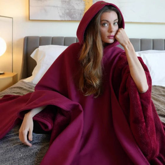 Hooded Button Woolen Cloak Tops Same Style