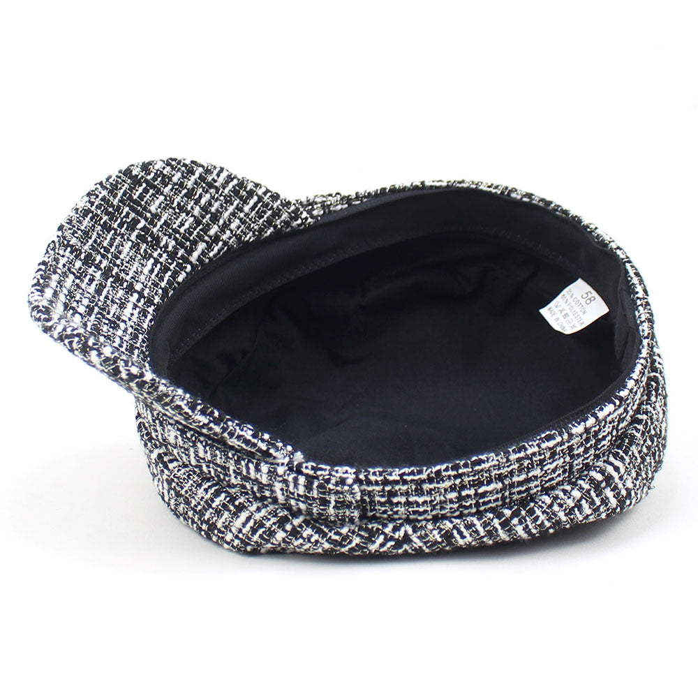 Women's Beret Autumn And Winter Black And White Plaid
