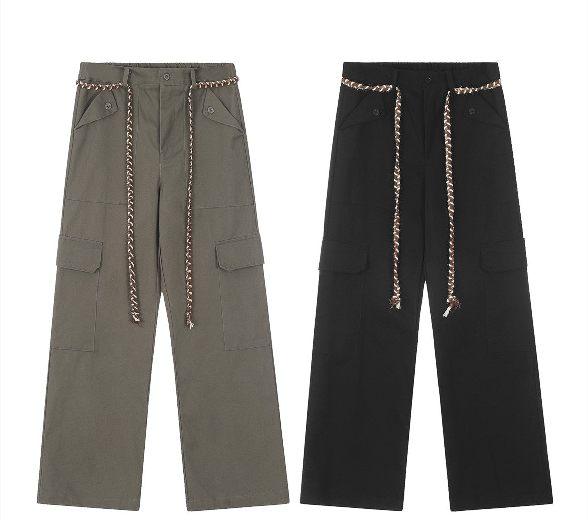 Lace-up Cargo Slacks Women Loose Bf American