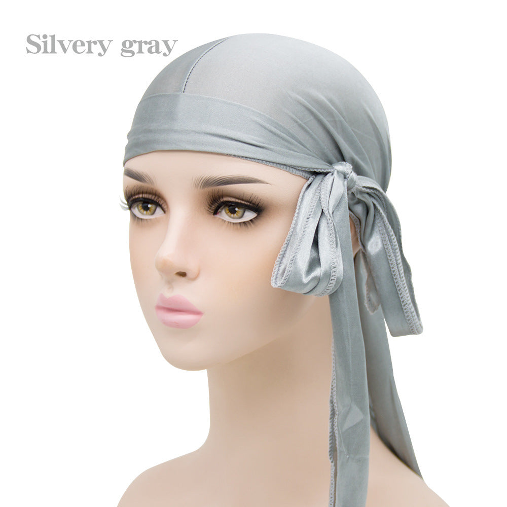 Unisex Satin Hovedbeklædning med Lang Hale  Strækbar Pirathat Og Hip Hop Turban til Mænd Og Kvinder, Elastisk Bandanahue til Kostume Og Mode