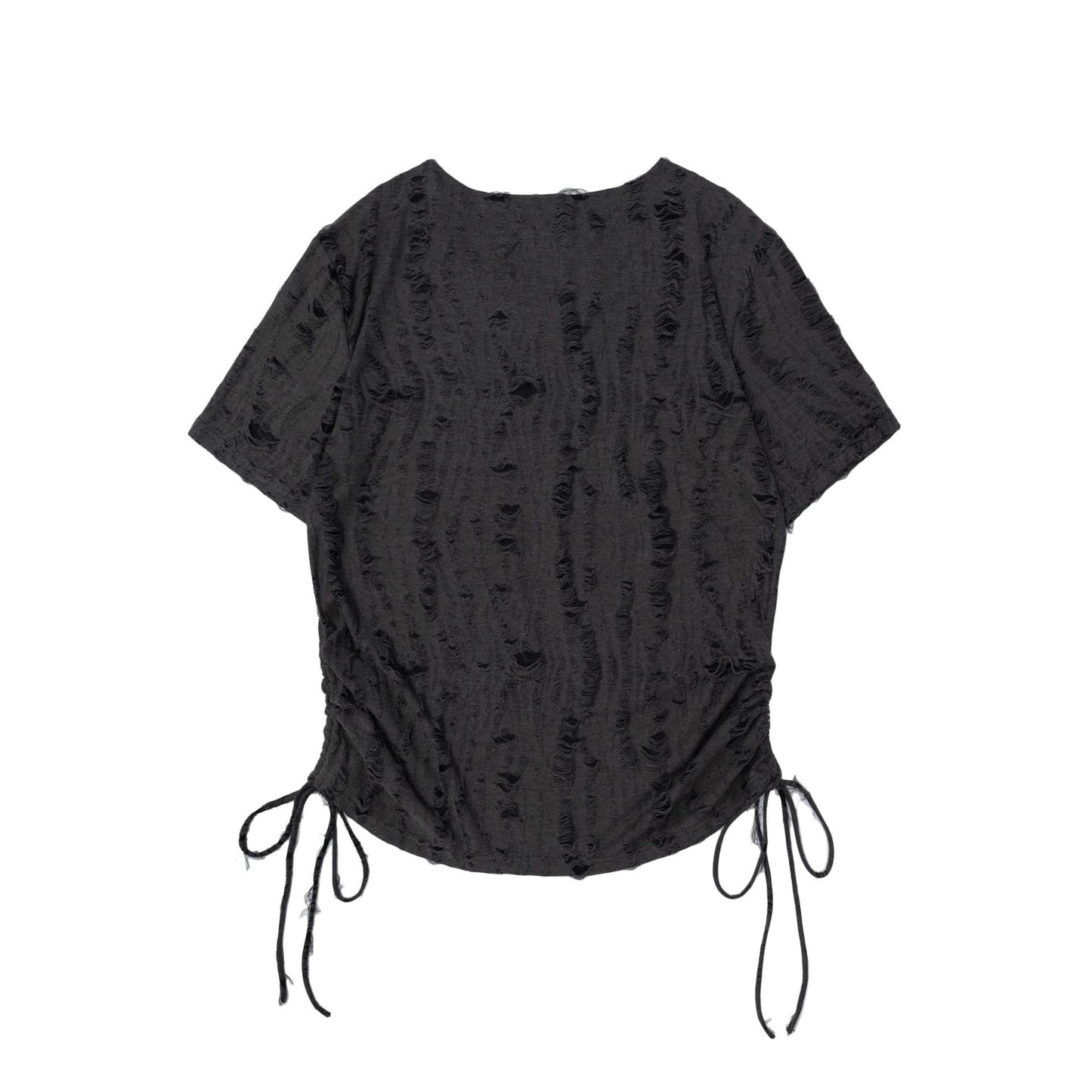 Butterfly Embroidered Korean Drawstring Half Sleeve Top
