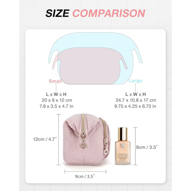 Large Wide-opening Quilted Makeup Bag
