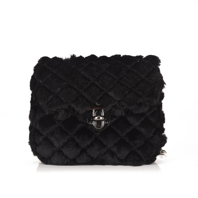 Women's Fashion All-match Plush Chain Shoulder Messenger Bag