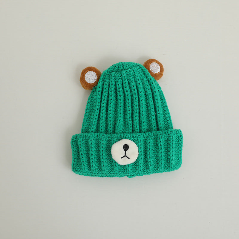 Knitted Hat Bear Candy Color Woolen Cap