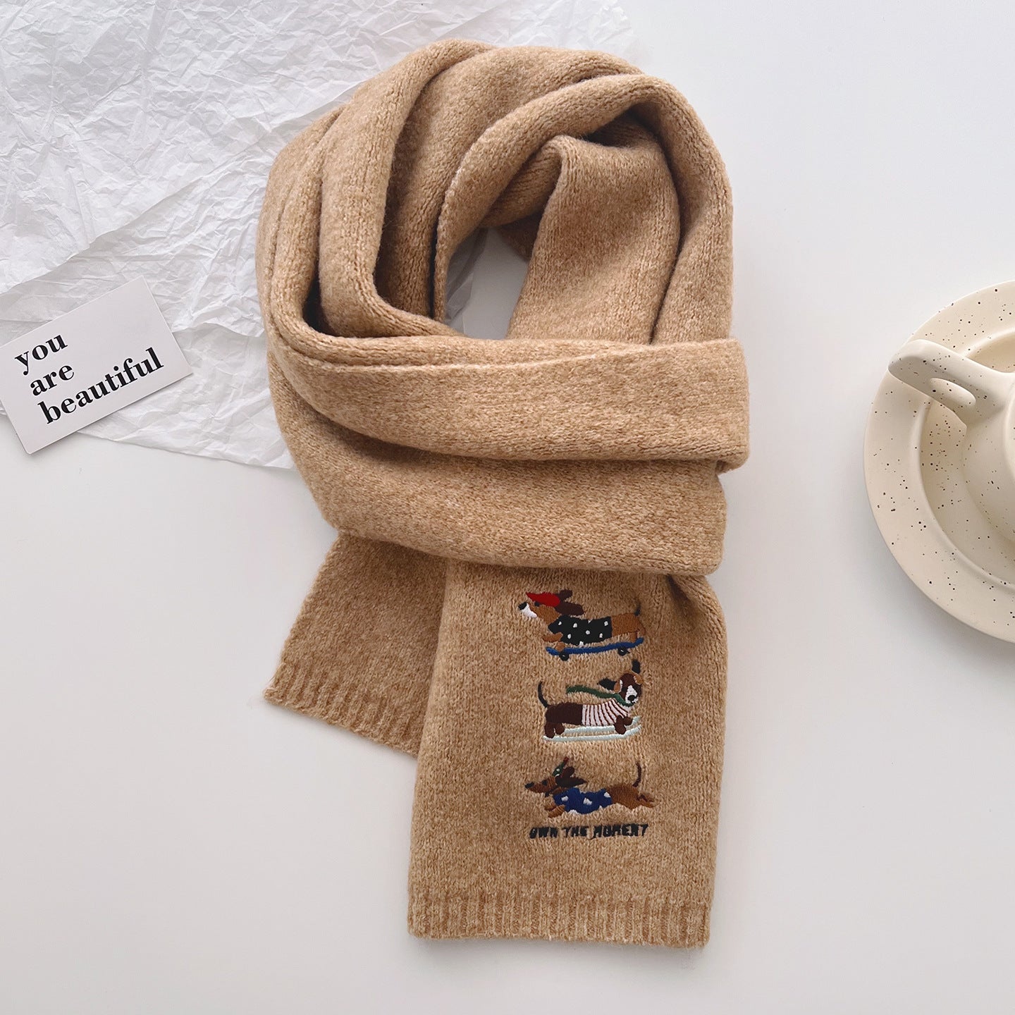 Sausage Dog Embroidered Scarf For Men And Women