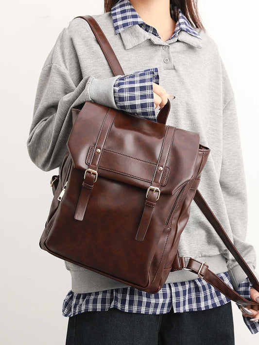 Soft Leather Uniform Backpack Large Capacity Computer Backpack