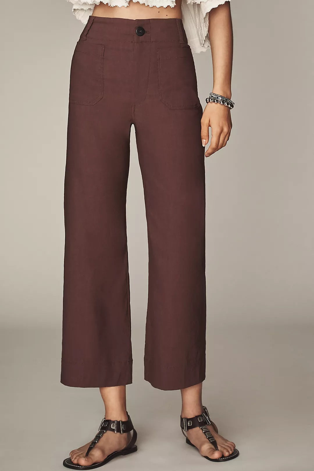 Casual Pants Straight High Waist Wide Leg Cropped Women's Pants