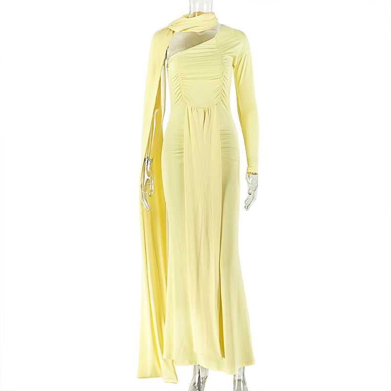 Elegant Form Fitting Solid Color Wrap Dress