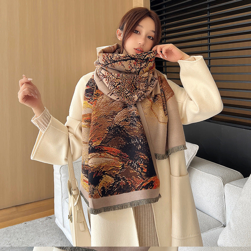 Kunstig Kashmir Tørklæde Elegant Sjal Mode Høj Sans for Stil
