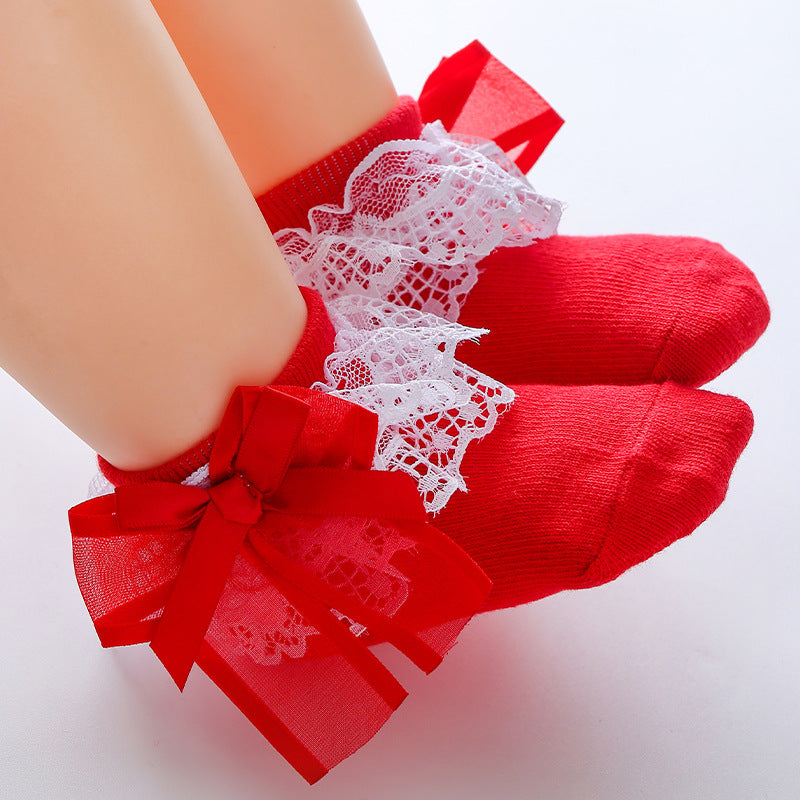 Lace Cute Bow Dance Girls Socks