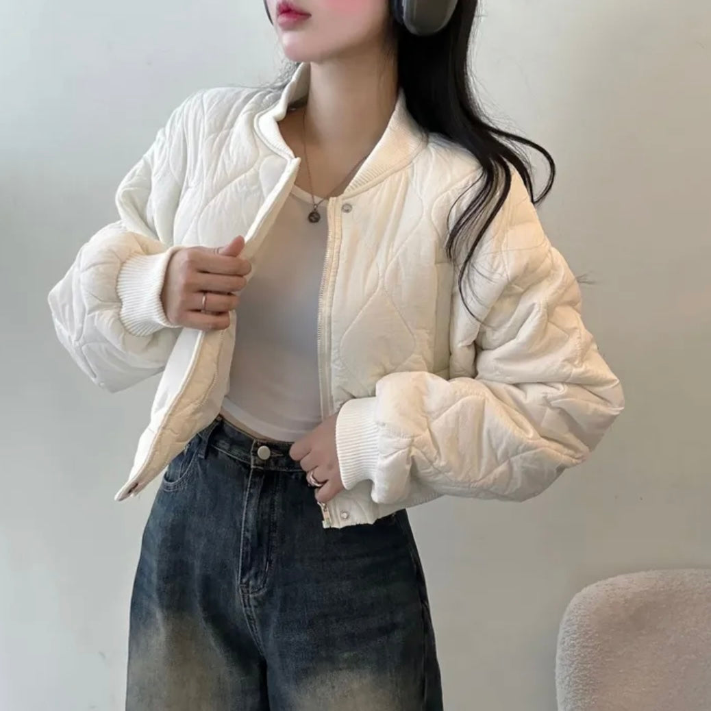 Women's Loose Thickening Keep Warm Rhombus Cotton-padded Jacket